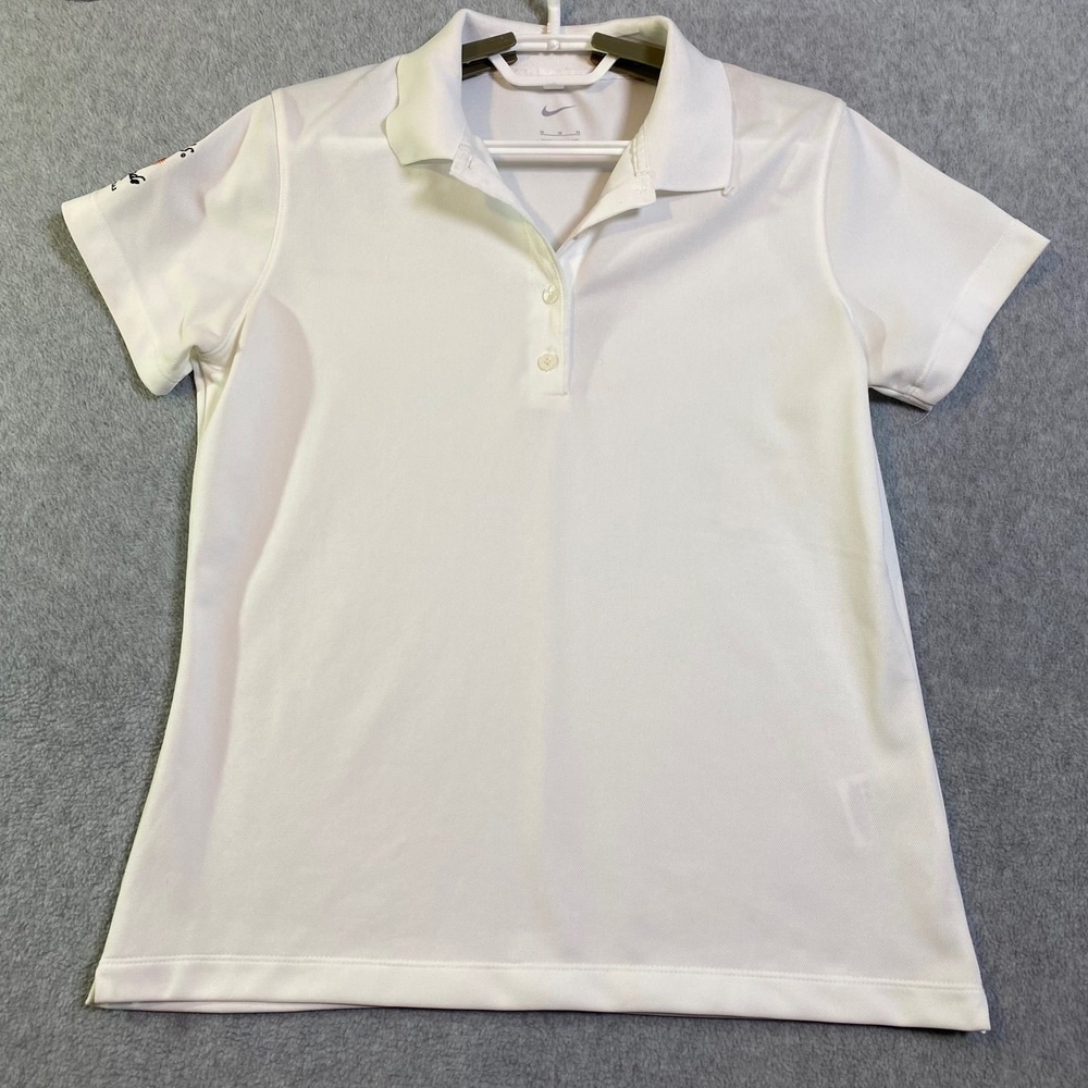 Nike Polo Shirt‎ Men's Medium White Titos Vodka Logo Golf Top Short Sleeve EUC